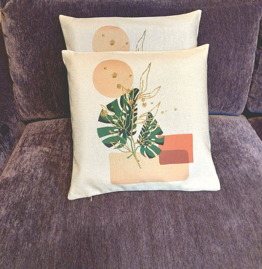 Modern Pillow Cover "Palm Leaf & Gold"