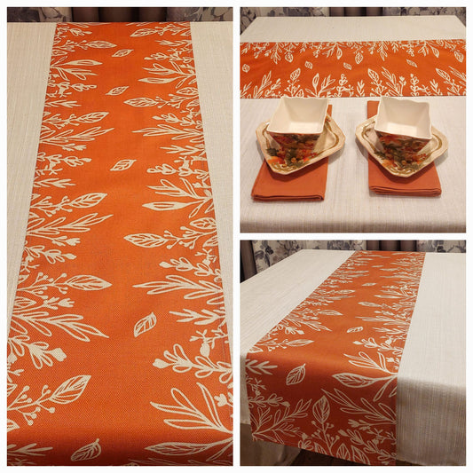 Table Runner "White & Orange"